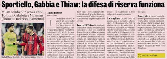 Article image:GdS: Sportiello, Gabbia and Thiaw – Milan’s reserves shine at the back