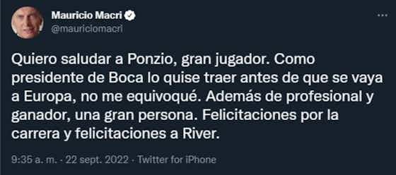 Imagen del artículo:Un saludo particular en River: el mensaje de Macri a Ponzio