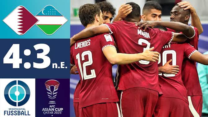 Vorschaubild für Fünf Elfer verschossen! Titelverteidiger Katar zittert sich ins Halbfinale | Katar - Usbekistan 