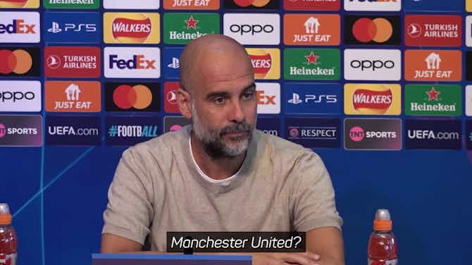 Pratinjau gambar untuk Guardiola laughs at Manchester United mentality question