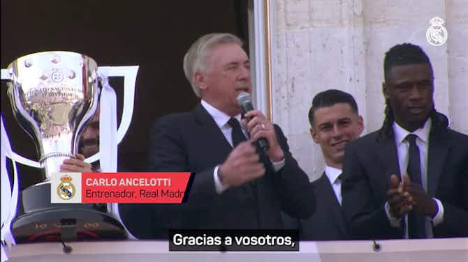 Vorschaubild für Ancelotti, en modo madridista: "Ahora vamos a cantar juntos la canción más bonita del mundo"