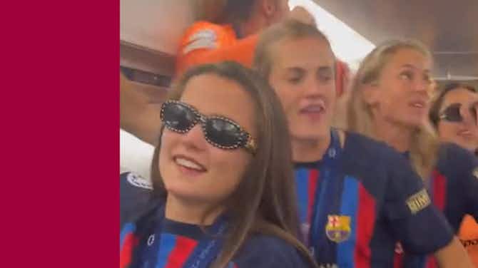 Imagem de visualização para Bastidores: jogadoras do Barça festejam título da Champions Feminina