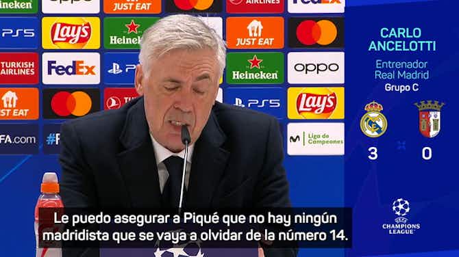Imagen de vista previa para Ancelotti responde a Piqué: "Piqué vive en su mundo, la 14ª será recordada de por vida"