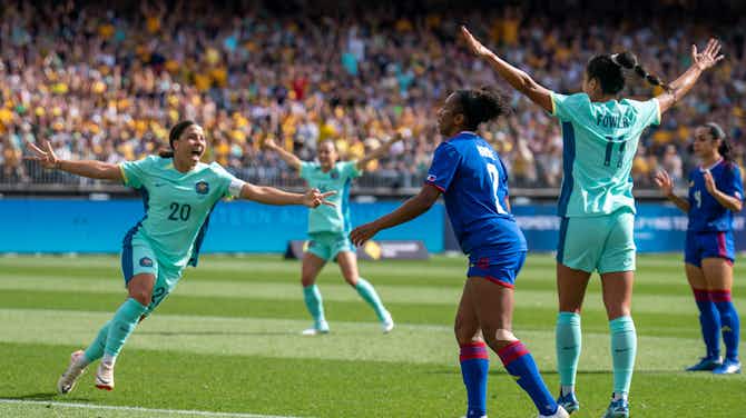 Preview image for Sam Kerr and Caitlin Foord deliver hat-tricks as Matildas maul the Philippines in Olympic qualifier