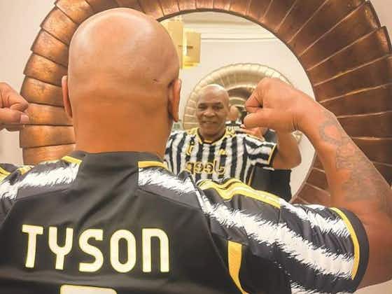 Article image:Picture: Mike Tyson dons Juventus shirt while filming in Turin