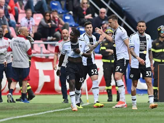 Immagine dell'articolo:💥 L'Udinese ferma il Bologna: Payero-gol, Saelemaekers ci prova ma è 1-1
