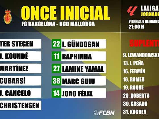 Imagen del artículo:FC Barcelona-RCD Mallorca: Alineaciones de la jornada 28 de LaLiga EA Sports 2023/2024