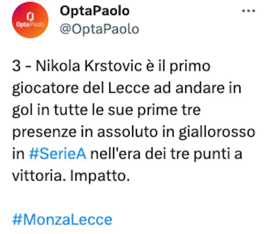Immagine dell'articolo:🔥 Krstovic on fire: 3 gol nelle prime 3 partite, è nella storia del Lecce