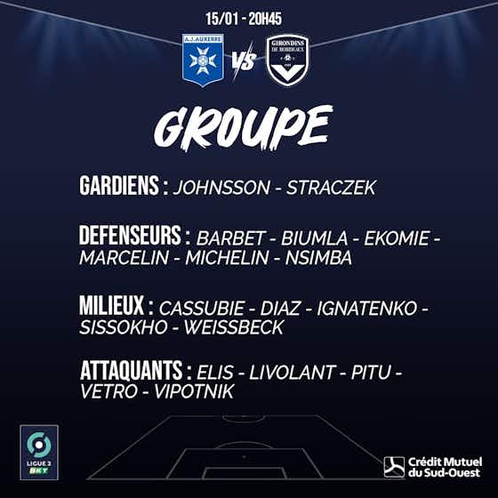 Image de l'article :[J20] Le groupe des Girondins pour Auxerre – Bordeaux