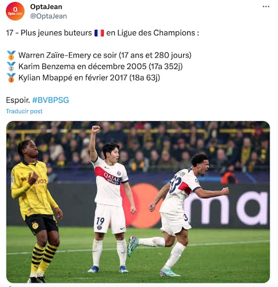 Gambar artikel:Zaïre-Emery rompe récord de Mbappé y Benzema