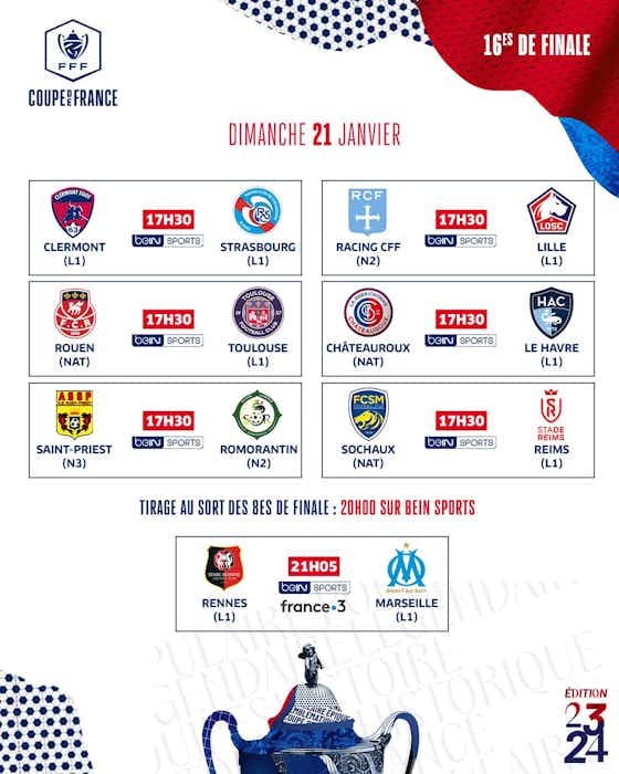Coupe de France – Le calendrier des 16es de finale, Orléans/PSG le