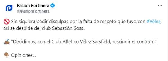 Imagen del artículo:Tras rescindir su contrato con Vélez, Sebastián Sosa reveló dónde continuará su carrera