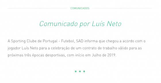 Imagem do artigo:OFICIAL: Sporting contrata Luís Neto