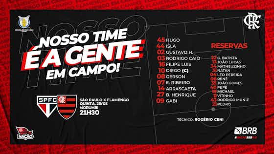 Imagem do artigo:Confira a escalação do Flamengo para enfrentar o São Paulo na 38ª rodada do Campeonato Brasileiro