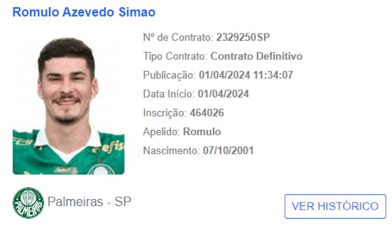 Imagem do artigo:Rômulo é registrado no BID e tem caminho livre para reforçar o Palmeiras na Libertadores