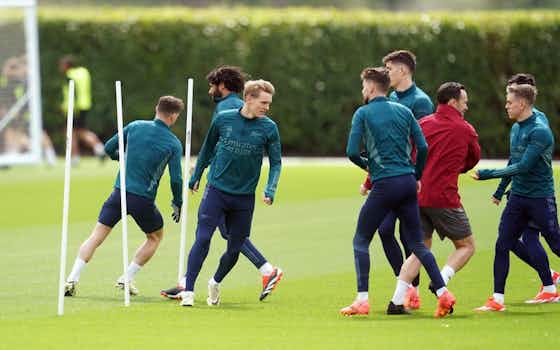 Article image:Arsenal captain Martin Odegaard trains ahead of Bayern Munich Champions League decider in major boost