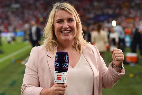 Article image:Euro 2022: Emma Hayes gives emotional interview after England win title