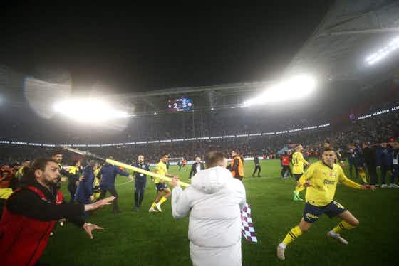 Article image:Michy Batshuayi reacts after spin-kick on fan goes viral in Trabzonspor-Fenerbahce riot