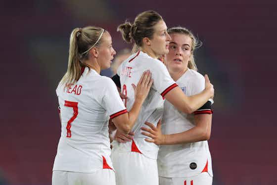 Article image:White and Stanway on target as Lionesses thrash Latvia