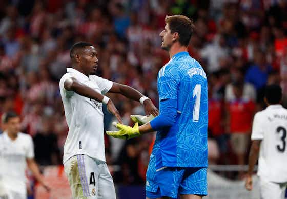 Article image:Real Madrid's Thibaut Courtois pointed to tattoo when Atletico fan taunted him