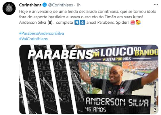 Imagem do artigo:Corinthians presta homenagem a Anderson Silva no dia de seu aniversário