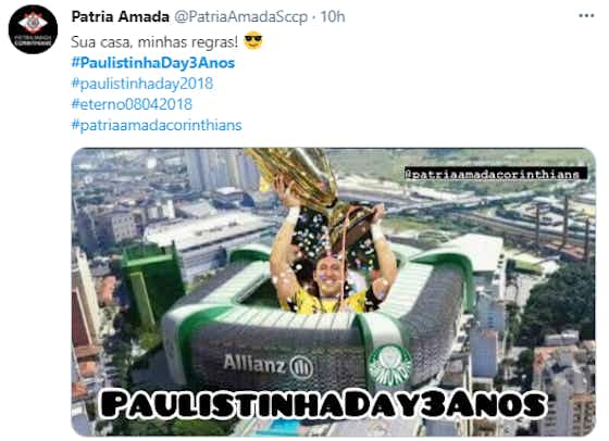 Imagem do artigo:No Twitter, Fiel promove a #PaulistinhaDay3anos em comemoração à conquista do Paulistão de 2018