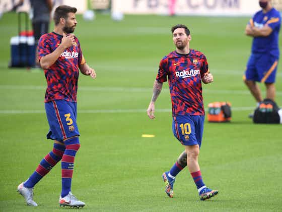 Article image:Gerard Pique claims he cried when Lionel Messi left Barcelona