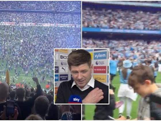 Article image:Man City fans' Steven Gerrard chant after beating Liverpool to Premier League title