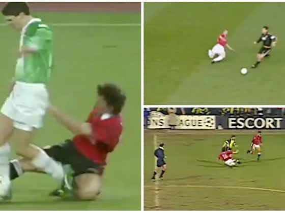 Article image:Roy Keane: Footage of Man United legend perfecting the slide tackle