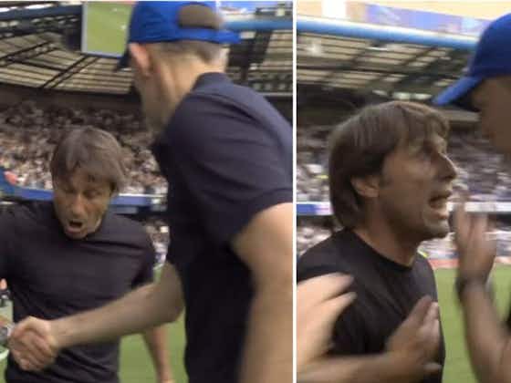 Article image:Antonio Conte & Thomas Tuchel's handshake after Chelsea 2-2 Spurs caused chaos