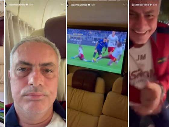 Article image:Jose Mourinho films himself watching Roma 2-1 Inter Milan on team bus