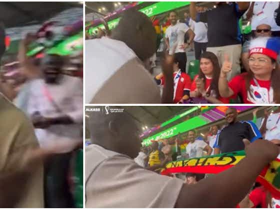 Article image:World Cup: Ghana fan goes crazy celebrating in faces of South Korea supporters
