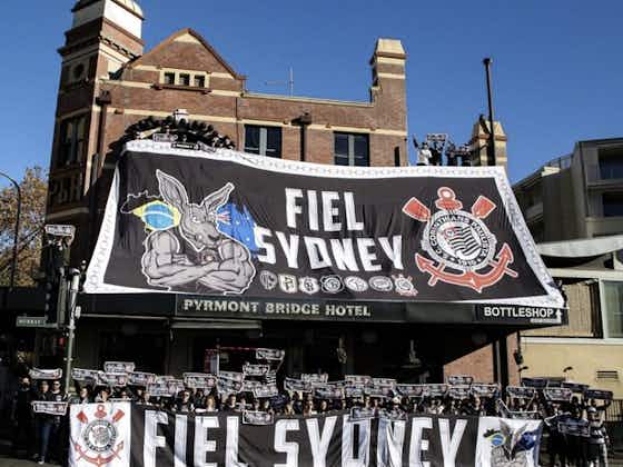 Imagem do artigo:Durante o Derby, Fiel Sydney estreia maior bandeirão do Corinthians fora do Brasil
