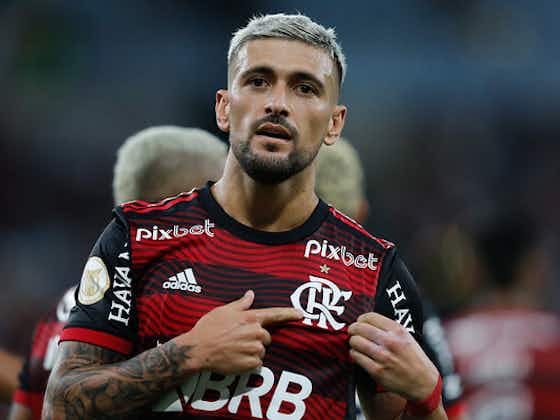 Article image:Arrascaeta vai se isolar como 5º estrangeiro com mais jogos pelo Flamengo