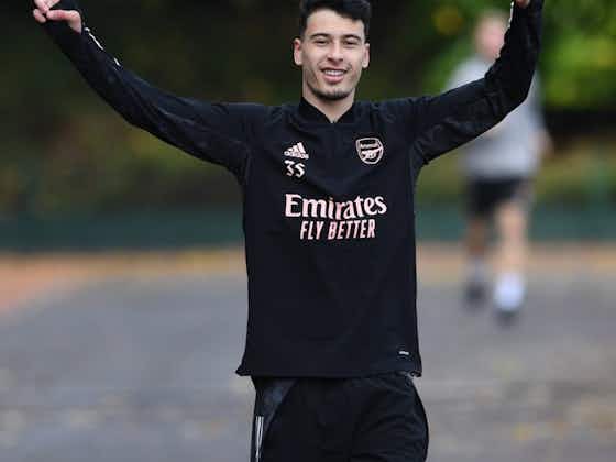 Article image:Gabriel Martinelli in training with Pierre-Emerick Aubameyang