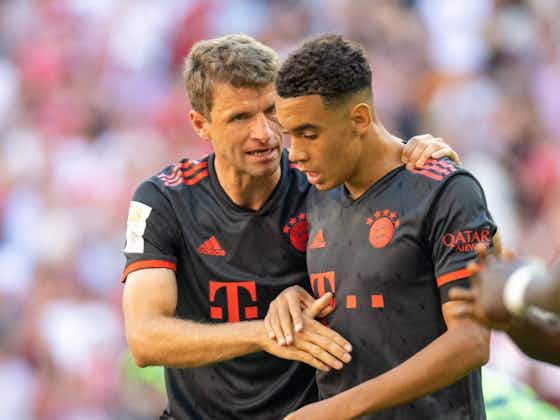 Artikelbild:FC Bayern in der Einzelkritik gegen Wolfsburg: Musiala glänzt erneut, Müller hält den Schlappen hin