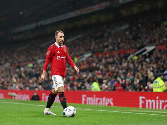 Article image:Man Utd star Christian Eriksen leaves Old Trafford on crutches after Andy Caroll horror tackle
