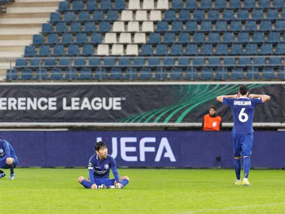 Article image:Gent crash out of Europe in front of empty stadium as 10-man Maccabi Haifa hold on