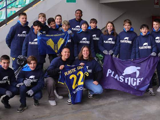 Imagen del artículo:La Scuola Calcio dell'Hellas Verona e l'Associazione Plastic Free al Bentegodi per un futuro più sostenibile