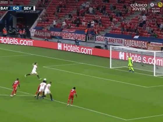 Article image:Video: Lucas Ocampos scores cheeky no-look penalty to put Sevilla ahead vs Bayern Munich