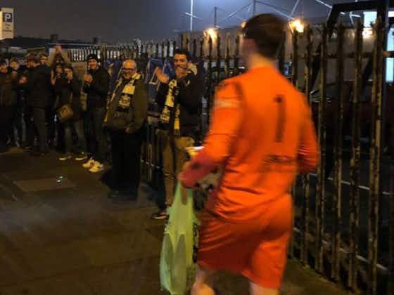 Article image:Photo: Marine goalkeeper Bayleigh Passant heads to the Co-op in his full kit for beers to celebrate FA Cup heroics