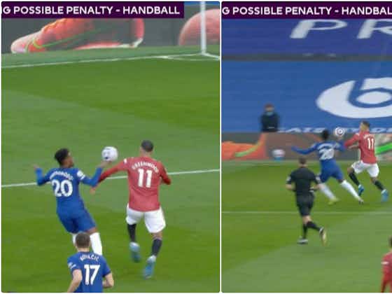 Article image:Video: Chelsea escape penalty after VAR checks for Callum Hudson-Odoi handball against Manchester United
