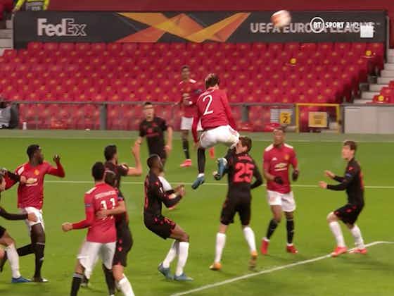 Article image:Video: Brutal Lindelof flying knee sees first Axel Tuanzebe goal for Man United disallowed as Sociedad ace Bautista is knocked to the floor