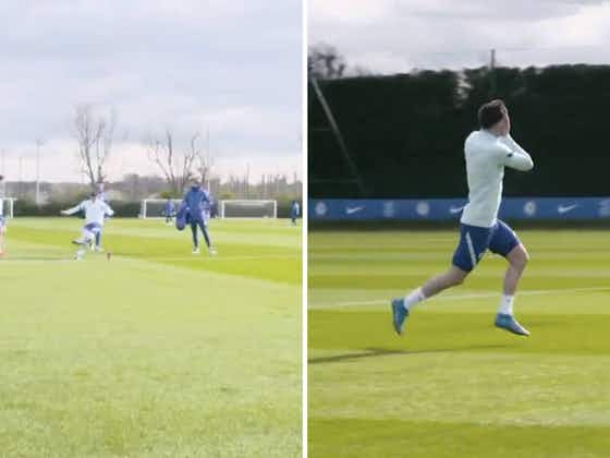 Article image:Video: Chelsea star Mason Mounts hits water bottle with insane pinpoint strike before wheeling away in celebration