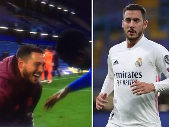 Article image:Eden Hazard issues apology to Real Madrid fans after laughing and joking with Chelsea players following Champions League exit