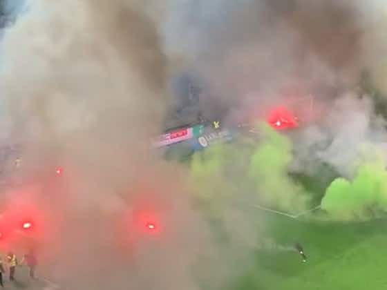 Article image:St Etienne fans force match vs Angers to be delayed due to a mass flare protest