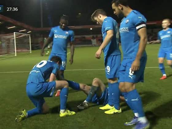 Article image:Photo: Chesterfield striker’s epic trolling of Paul Scholes during goal celebration