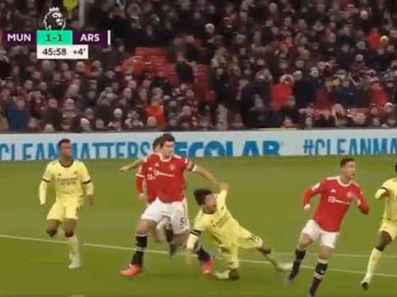 Article image:Video: Lucky escape for Man United as VAR ignores Harry Maguire pulling down Takehiro Tomiyasu in Arsenal defeat