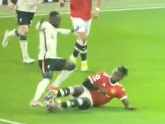 Article image:(Video) Nasty studs-up challenge from Pogba sees Keita stretchered off during Liverpool demolition of United