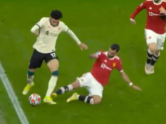 Article image:(Video) Former referee gives red-card verdict on Bruno Fernandes’ studs-up challenge on Curtis Jones in 5-0 Old Trafford victory